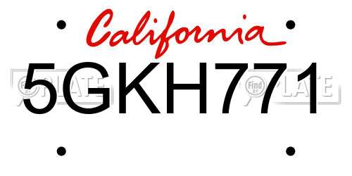 5GKH771 California License Plate