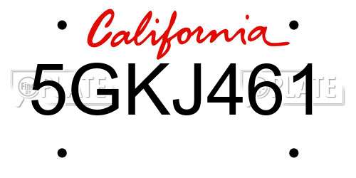 5GKJ461 California License Plate