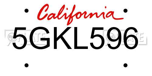 5GKL596 California License Plate