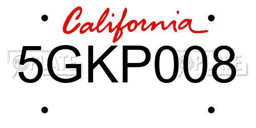 5GKP008 California License Plate