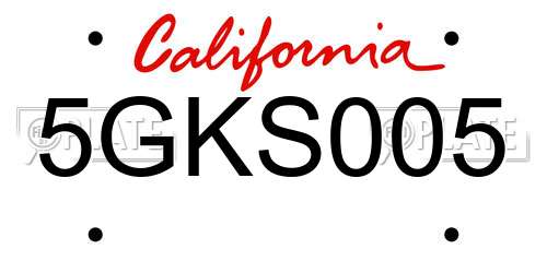 5GKS005 California License Plate
