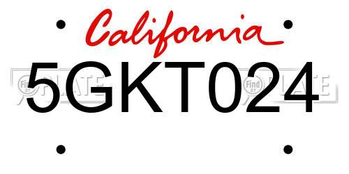 5GKT024 California License Plate