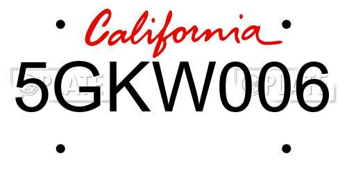 5GKW006 California License Plate