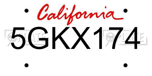 5GKX174 California License Plate