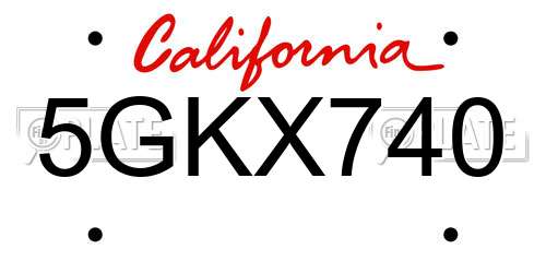 5GKX740 California License Plate