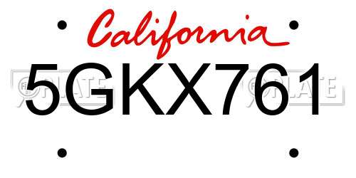 5GKX761 California License Plate