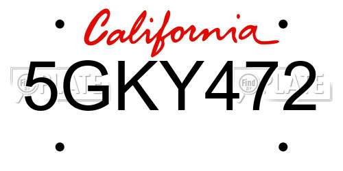 5GKY472 California License Plate