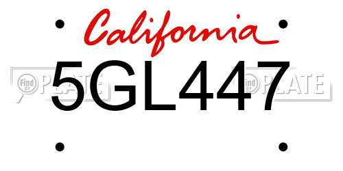 5GL447 California License Plate