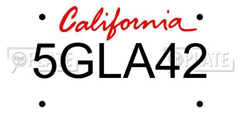 5GLA42 California License Plate