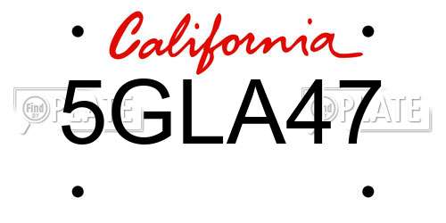 5GLA47 California License Plate