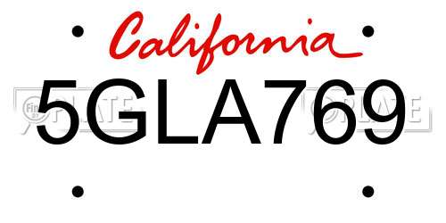 5GLA769 California License Plate