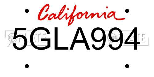 5GLA994 California License Plate