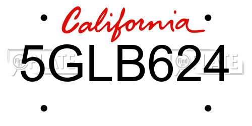5GLB624 California License Plate