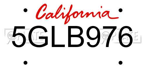 5GLB976 California License Plate