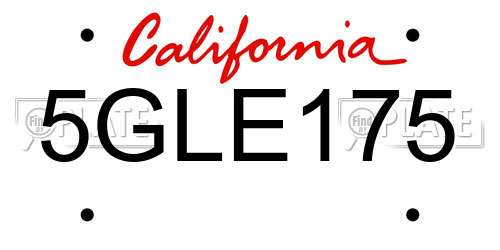 5GLE175 California License Plate
