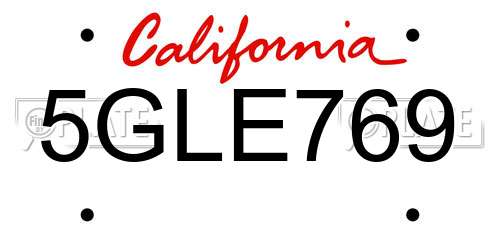5GLE769 California License Plate