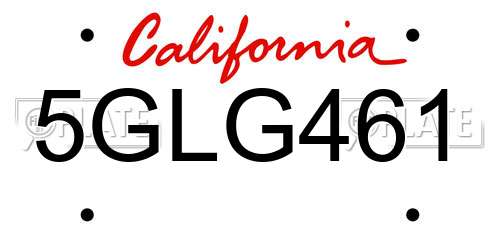 5GLG461 California License Plate