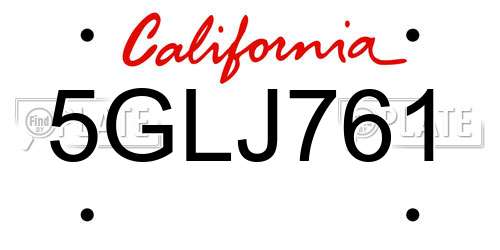 5GLJ761 California License Plate