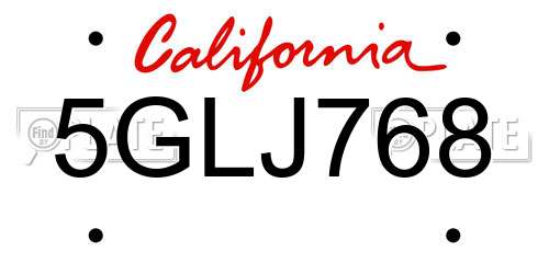 5GLJ768 California License Plate