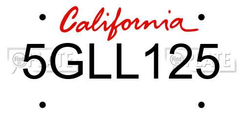 5GLL125 California License Plate