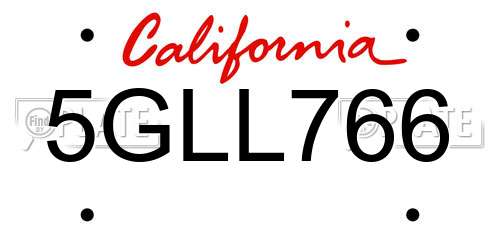 5GLL766 California License Plate