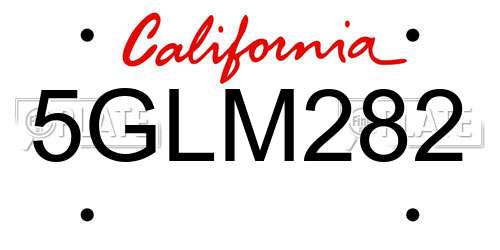 5GLM282 California License Plate