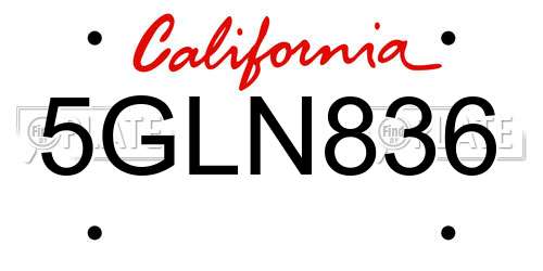 5GLN836 California License Plate