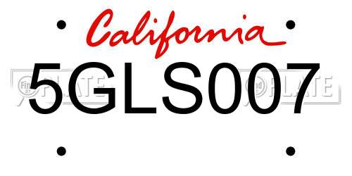 5GLS007 California License Plate