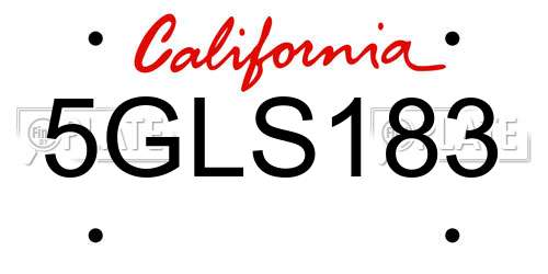 5GLS183 California License Plate