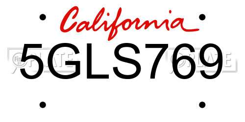 5GLS769 California License Plate