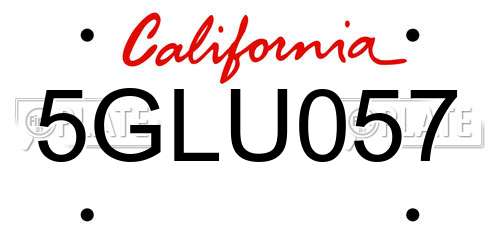 5GLU057 California License Plate