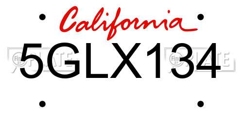 5GLX134 California License Plate