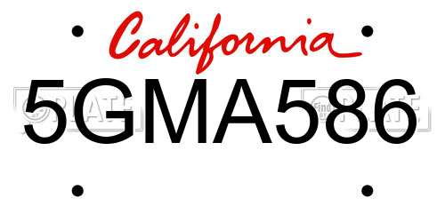5GMA586 California License Plate
