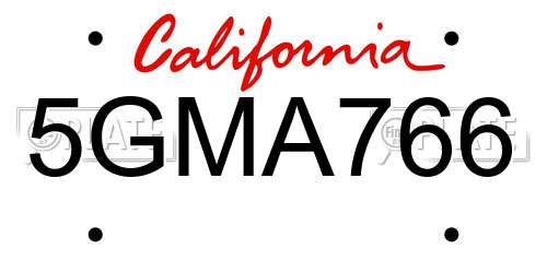 5GMA766 California License Plate