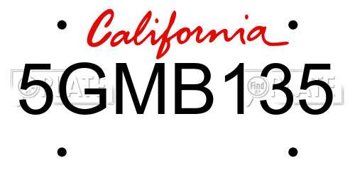 5GMB135 California License Plate