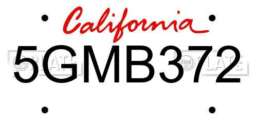 5GMB372 California License Plate