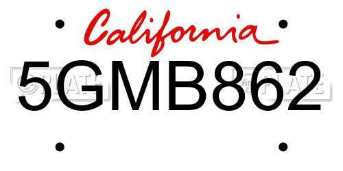 5GMB862 California License Plate
