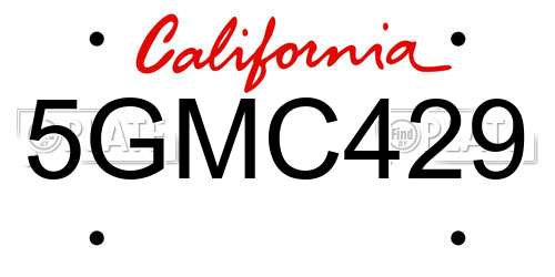 5GMC429 California License Plate