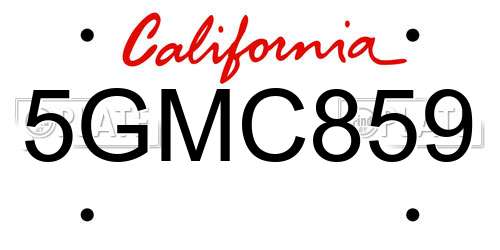5GMC859 California License Plate