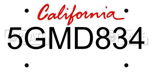 5GMD834 California License Plate