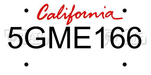 5GME166 California License Plate