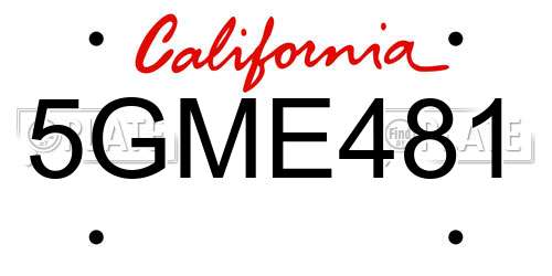 5GME481 California License Plate