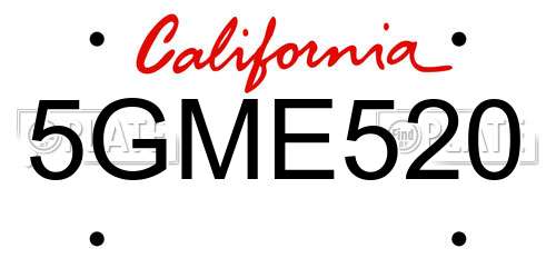 5GME520 California License Plate