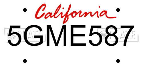 5GME587 California License Plate