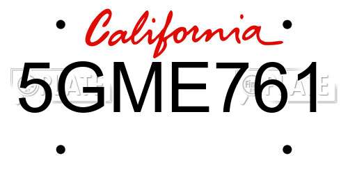 5GME761 California License Plate
