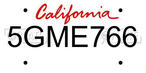 5GME766 California License Plate