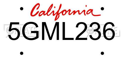 5GML236 California License Plate