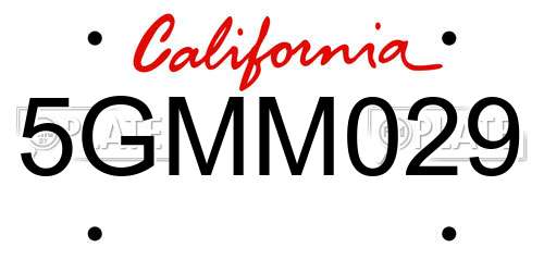 5GMM029 California License Plate