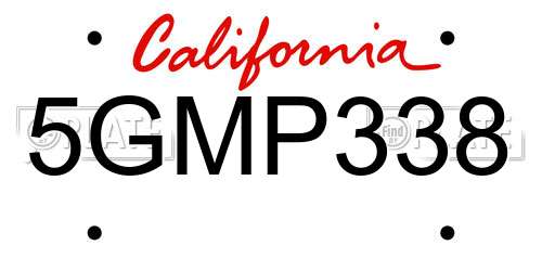 5GMP338 California License Plate