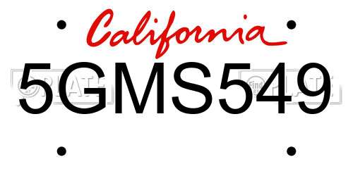5GMS549 California License Plate